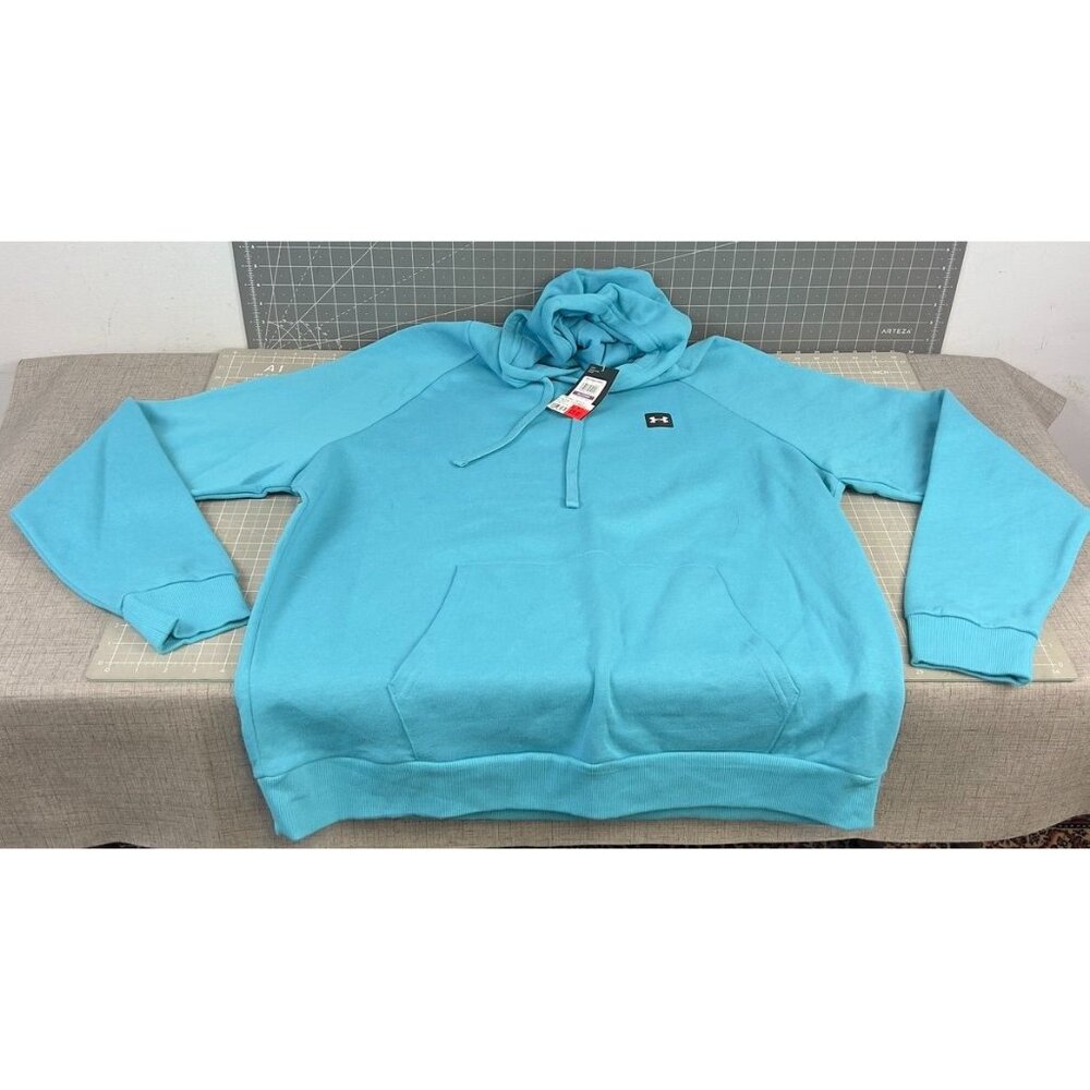 Under Armour Men's Rival Fleece Pullover Hoodie Bright Blue 2XL XXL Loose Fit